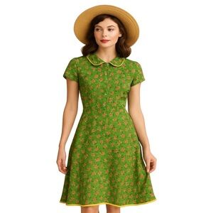 Jungal 100% silk Floral Green Dress size 2